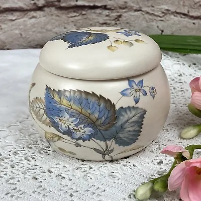 Buy Axe Vale Pottery Devon Blue Leaf Lidded Jar For Sugar Trinkets Ornament Display • 4.99£