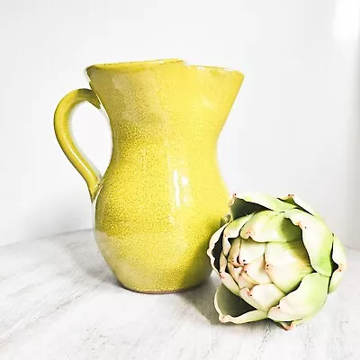 Buy Vintage Lime Yellow Drip Glazed French Faience Jug Pitcher 6  Vase • 26.50£