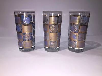 Buy 3 Starlyte Vintage Purple 1970 Gold Blue Clear Drinking Collins Tumblers Rare!! • 18.97£