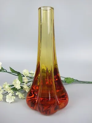 Buy Vintage Whitefriars Amber/Orange/Gold Glass 9728 Elephant Foot Bud Vase. 17cm • 34.99£
