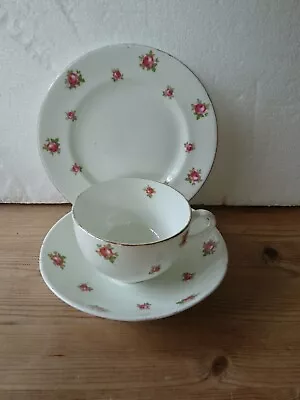 Buy Vintage Crown Staffordshire Bone China Tea Cup Saucer & Side Plate Trio Floral • 10£