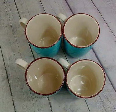Buy Royal Norfolk Set Of 4 Turquoise Mugs With Swirls. Mug/Cup Holds 12 Oz. • 13.49£