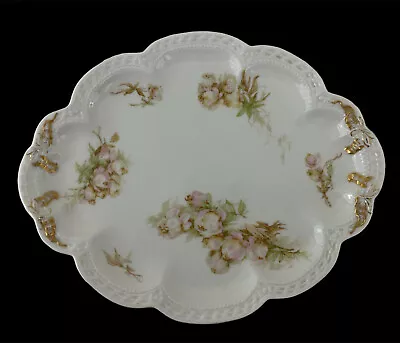 Buy Haviland Limoges France Oval Platter 10.5  Scalloped Vtg White Pink Gold Floral • 28.41£