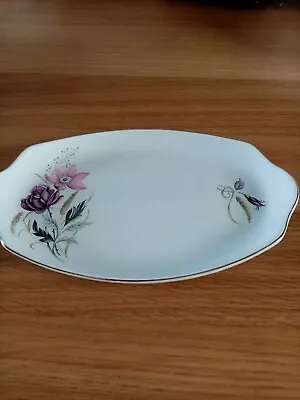Buy Ironstone Staffordshire Oval Sandwich Plate With Pink Flowers • 5£