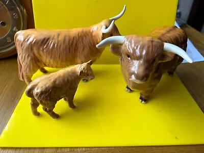 Buy Beswick Highland Cattle Bull, Cow & Calf Family Set • 190£