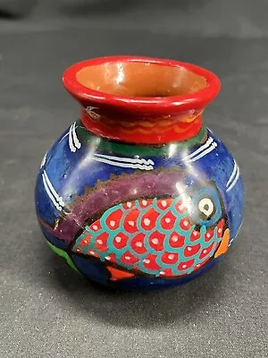 Buy Handmade Talavera Pottery Mexican Folk Art Hand Painted Bud Vase Colorful Birds • 11.56£