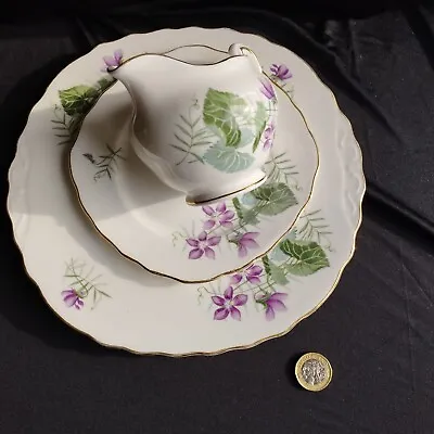 Buy Crown Royal-Rare Pattern Cyclamen-Cake Plate, Jug Tea Plate. Vintage Bone China • 6£