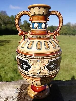 Buy Vintage German Hohr Stoneware Vase Twin Handled Art Nouveau Style • 35£