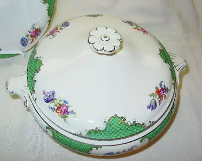 Buy Booths China Co Covered Bowl T.Goode England Silicon Pattern Vintage Green/White • 46.47£