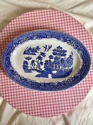 Buy Willow Pattern Blue And White Oval Plate. By Bassett Royal Hotel Ware • 12£