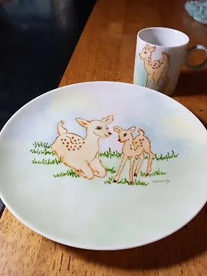 Buy Childrens  Plate Cup KAHLA Germany Kids Forest Deers Mommy &baby Collectable • 19.29£