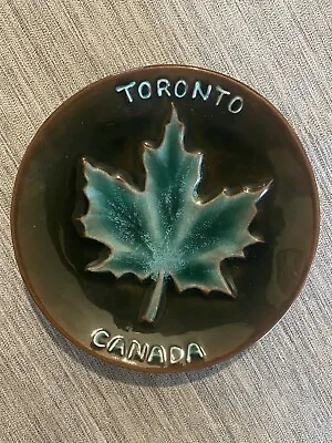 Buy Rare Toronto Canada Maple Leaf Plate Blue Mountain Pottery Glazed Made In Canada • 14.99£