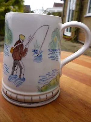 Buy Large 1 Pint Beer White Ceramic Mug Buchan Portobello Fly Fisherman In River • 6£