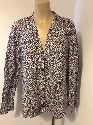 Buy LAURA ASHLEY Ladies Cotton Shirt Blouse Top UK 18 Scoop V Neck Long Sleeve • 12.50£