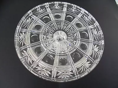 Buy Vintage Heavy Round Clear-Cut Glass Cake Stand/Plate • 27.25£