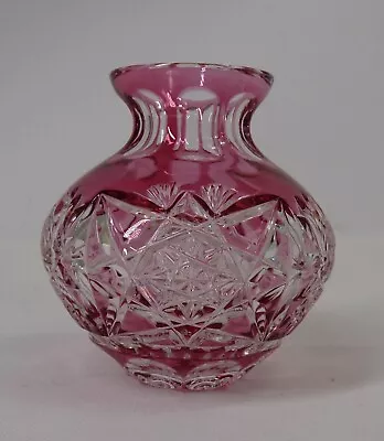 Buy Vintage Bohemian Cranberry Crystal Vase - Thames Hospice • 10£