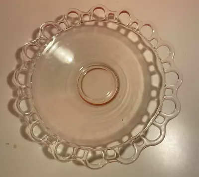 Buy Depression Glass Platter In Open Work Pink By Lancaster Glass Co. Vintage • 18.99£