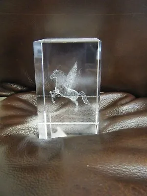 Buy 3D Laser Etched Glass Paperweight ~  UNICORN • 9.99£
