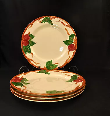 Buy Franciscan Apple 4 Dinner 10 5/8  Plates 1958-1966 Hand Painted Red Green Brown • 93.60£