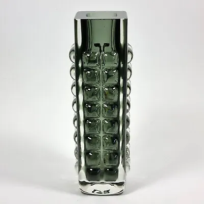 Buy Vintage Heavy Ichendorf Block Bubble Vase Smoked Cased German Knobbly Glass • 85£
