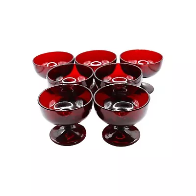Buy Anchor Hocking “Royal Ruby” Champagne / Tall Sherbet Glasses - Set Of 7 • 127.57£