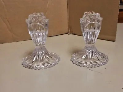Buy Vintage Pair Of Pressed Glass Candle Holders  - Very Beautiful • 7.58£
