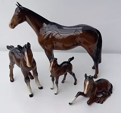 Buy Vintage Beswick Brown Gloss Race Horse And Foals Set Of 4 50s-70s Immaculate  • 99£