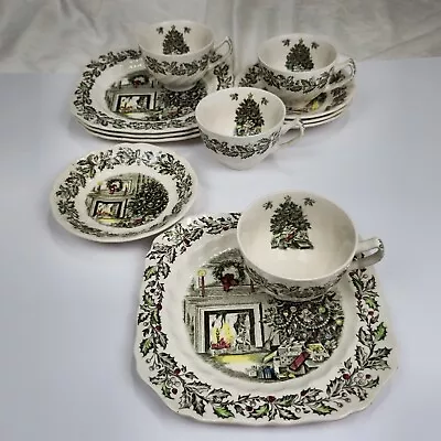 Buy Rare Johnson Brothers Merry Christmas Luncheon Snack Plates 12 Pc Service For 4  • 198.92£