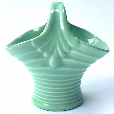 Buy Govancroft Pottery Green Basket Posy Flower Vase 13cm Vintage Art Deco 1930s • 14£
