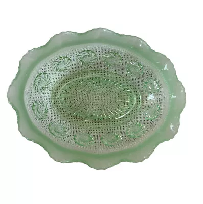 Buy VTG BAGLEY Katherine Scalloped Bowl 8” Oval Frosty Green DEPRESSION GLASS Englnd • 18.85£