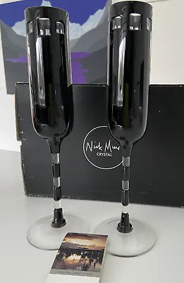 Buy NICK MUNRO - Tyrone Crystal - Pair Of 'Eclipse Squares' Black Flutes - Boxed • 92£