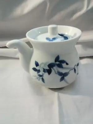 Buy Vintage White Porcelain Blue Flower Leaf Tiny Small Teapot Lid Made In Japan • 3.62£