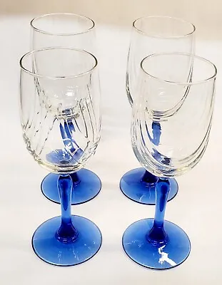 Buy Vintage Crystal Wine Glasses Cobalt Blue Stand Door Swag Draped  • 23.62£
