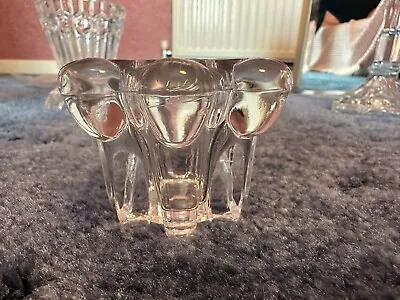 Buy Vintage Clear Glass Bubble Beaded Edge Heavy Candle Holder • 3£