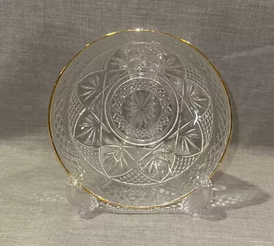Buy ￼ Clear Depression, Glass Bowl With A Gold Trim • 9.50£