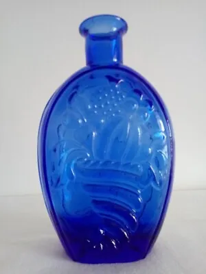 Buy Blue Glass Bottle Flask 6.75 , Wheaton? American Eagle, Cornucopia, Thanksgiving • 9.50£