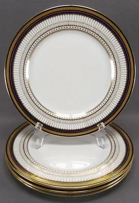 Buy Set Of 4 Royal Doulton RA6980 Cobalt & Gold 10 3/8  Dinner Plates C. 1923-1931 • 236.27£