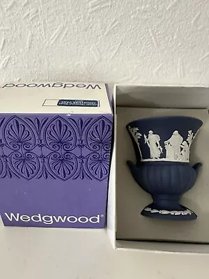 Buy Vtg Wedgwood Portland Blue Jasperware Miniature Urn Original Packaging • 20£