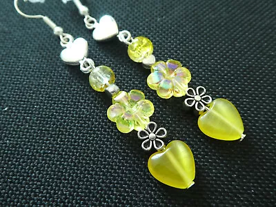 Buy Vintage Art Deco Style Glass Heart Crystal Long Drop Earrings Jewellery Gift  • 9.29£