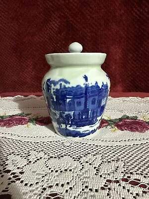 Buy Vintage Flow Blue English Biscuit Jar Repro By Victoria Ware Ironstone 6x4 • 19.92£