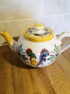 Buy Vintage Teapot Hand Painted Portuguese Colorful Chicken Ceramic Dining Decor • 18£