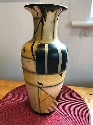 Buy Unique Handmade Studio Pottery Vase By Karen Hansen - 33.5cm Tall • 45.30£