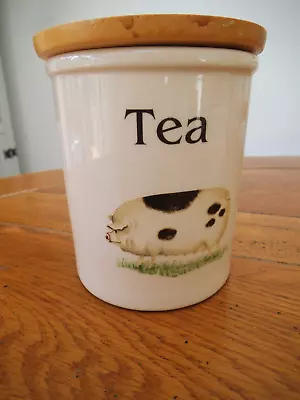 Buy Small Tg Green   Farm Animals Tea   Storage Jar With Wooden Lid • 5£