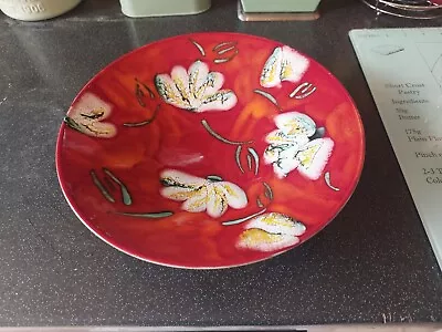 Buy Poole Pottery Large Pedestal Charger Plate/ Bowl Red And Orange • 65£