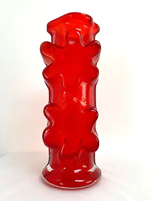 Buy 30cm Vintage Riihimaen Lasi Finland Red Glass Kasperi Vase Erkki Tapio Siironen • 69.95£