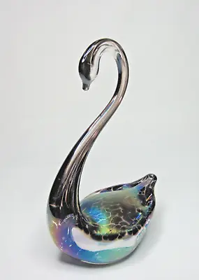 Buy HERON GLASS SWAN - Iridescent Figurine / Sculpture - 13cm Vintage • 12.99£