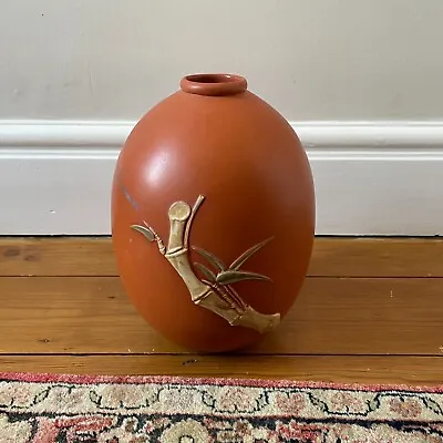 Buy Oriental Bamboo Themed Ceramic Vase Pot Flower Made In Portugal Terracota • 19£