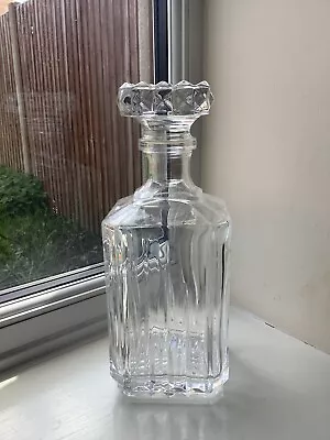 Buy Vintage Crystal Cut Glass Heavy Square Whiskey Decanter With Stopper 10  • 6.99£