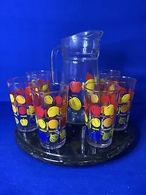 Buy Set Of 6 Vintage Italian Fruit Glasses With Matching Water Jug • 30£