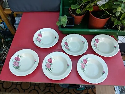 Buy ALFRED MEAKIN 1940s Carnation Pattern Ceramic Dessert Bowls SET OF SIX • 26£